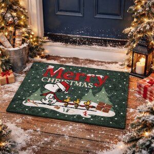 St. Nicholas Square Peanuts Snoopy & Woodstock Merry Christmas Throw Rug